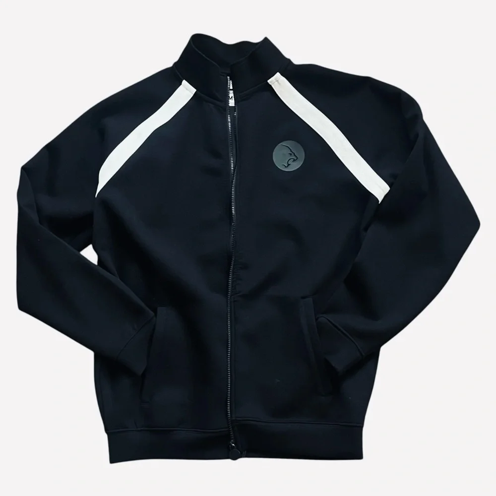IQ Lion Athletics black sports activewear track jacket zip pockets logo Men M